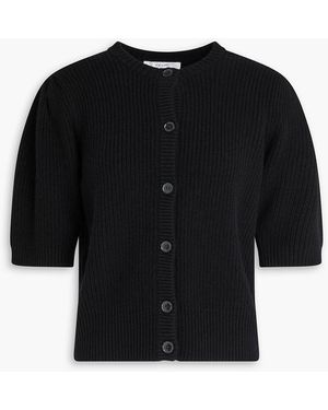 FRAME Ribbed Wool-Blend Cardigan - Black
