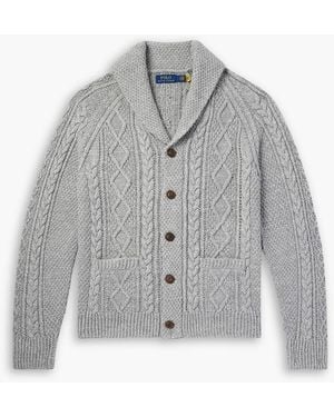Polo Ralph Lauren Slim-Fit Shawl-Collar Cable-Knit Cotton Cardigan - Grey