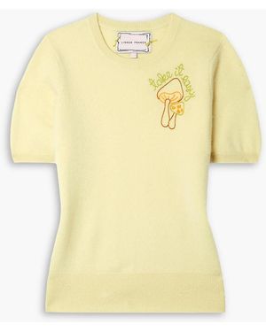 Lingua Franca Take It Easy Embroidered Cashmere Jumper - Yellow