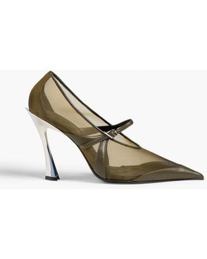 Mugler Leather And Mesh Mary Jane Court Shoes - Metallic