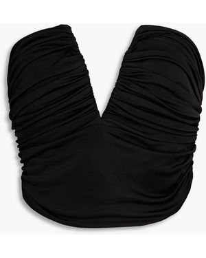 GAUGE81 Sesi Strapless Ruched Satin-jersey Top - Black