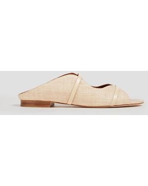 Malone Souliers Norah Leather-trimmed Raffia Sandals - White