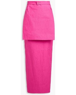 Jacquemus Layered Linen Maxi Pencil Skirt - Pink