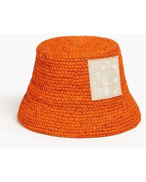 Jacquemus Ficiu Appliquéd Raffia Bucket Hat - Orange