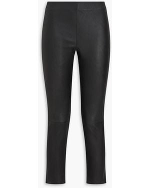 Vince Cropped Leather Leggings - Black