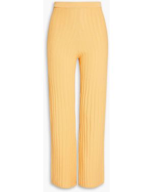 Sandro Ribbed-knit Flared Trousers - Yellow