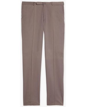 ZEGNA Tapered Cotton-Blend Twill Pants - Brown