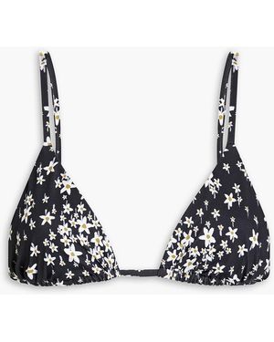 Onia Floral-print Triangle Bikini Top - Black