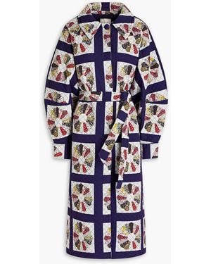 Sea Pippin Quilted Floral-print Cotton Coat - Blue