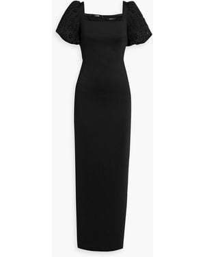 Badgley Mischka Laser-Cut Embellished Scuba Gown - Black