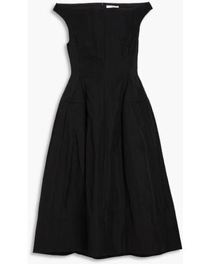 Tibi Off-the-shoulder Taffeta Midi Dress - Black