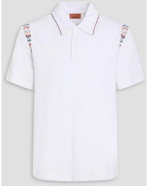 Missoni Crochet-Trimmed Cotton-Piqué Polo Shirt - White