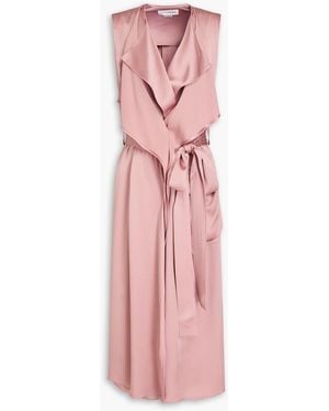 Victoria Beckham Draped Satin Midi Wrap Dress - Pink