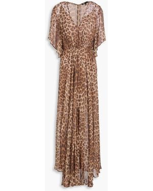 Maje Leopard-Print Crepon Maxi Dress - Natural