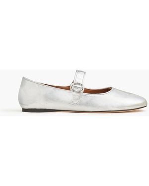 Sandro Crinkled Leather Mary Jane Flats - White