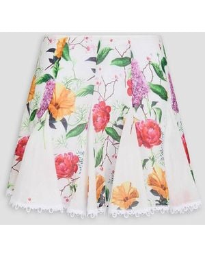 Charo Ruiz Oxaya Guipure Lace-Trimmed Floral-Print Cotton-Blend Voile Mini Skirt - White