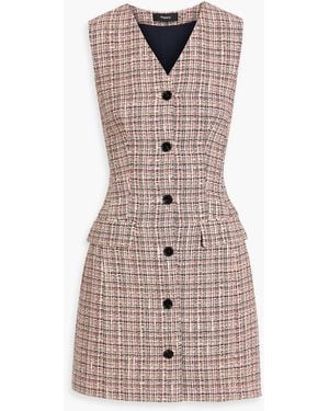Theory Cotton-Blend Tweed Mini Dress - Pink