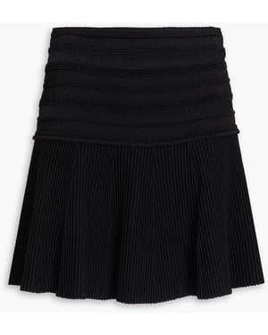 Claudie Pierlot Pointelle And Ribbed-Knit Mini Skirt - Black
