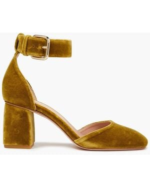Red(V) Velvet Court Shoes - Metallic