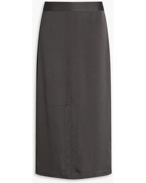 TOTEME Crepe-Satin Midi Skirt - Grey