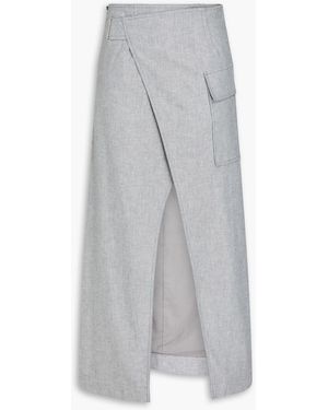 REMAIN Birger Christensen Wrap-effect Linen And Cotton-blend Gabardine Maxi Skirt - Grey