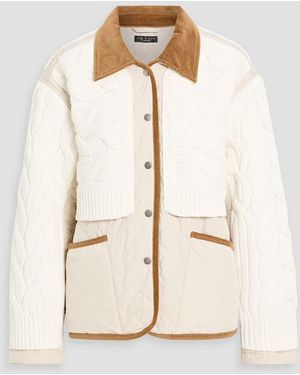 Rag & Bone Ivy Cable Knit-Paneled Quilted Shell Jacket - Natural