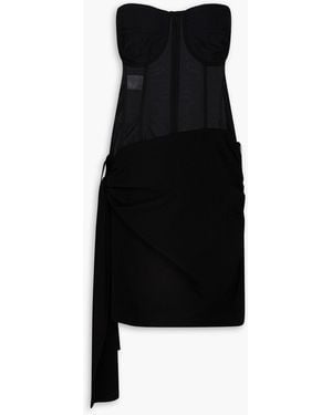 Dolce & Gabbana Strapless Mesh And Stretch-Crepe Mini Dress - Black