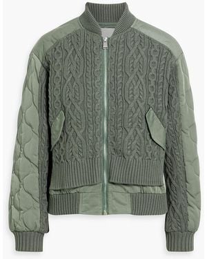 Jonathan Simkhai Rollins Quilted Shell And Cable Knit Bomber Jacket - Green