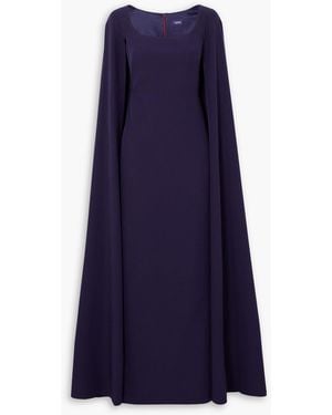 Marchesa Cape-effect Stretch-crepe Gown - Blue
