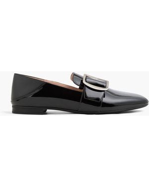 Bally Boucle Buckled Patent-Leather Collapsible-Heel Loafers - Black