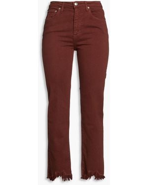 Jonathan Simkhai River Cropped Frayed High-Rise Straight-Leg Jeans - Red