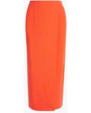 Mara Hoffman Wrap-effect Tm Lyocell And Linen-blend Midi Skirt - Orange