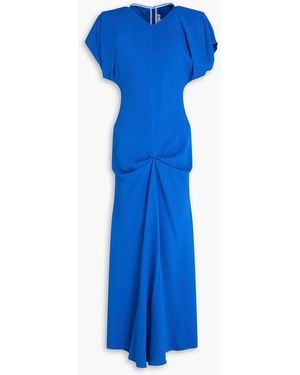 Victoria Beckham Gathered Crepe Maxi Dress - Blue