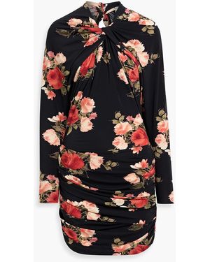Magda Butrym Cutout Floral-Print Stretch-Jersey Mini Dress - Black