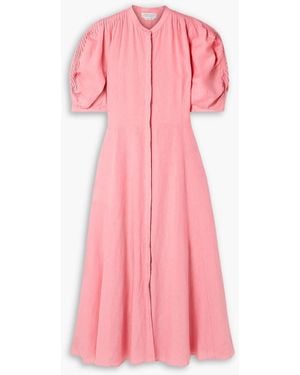 Gabriela Hearst Arabella Pintucked Linen Maxi Dress - Pink