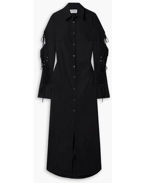 Monse Lace-up Cotton-blend Poplin Maxi Shirt Dress - Black