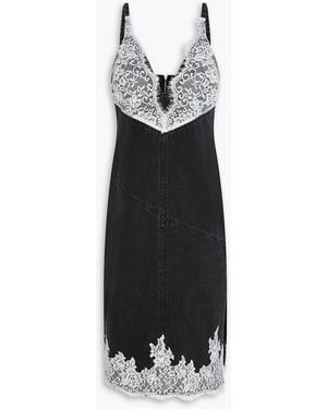3.1 Phillip Lim Lace-Paneled Denim Midi Slip Dress - Black