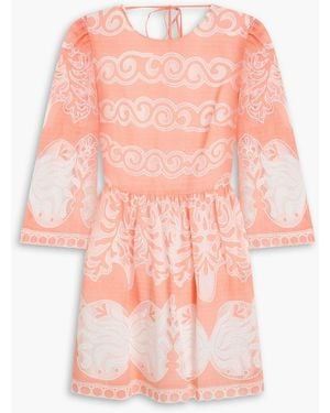 Borgo De Nor Carly Lace-paneled Cotton-blend Mini Dress - Pink
