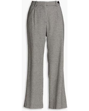 Maje Pleated Houndstooth Tweed Wide-leg Pants - Grey