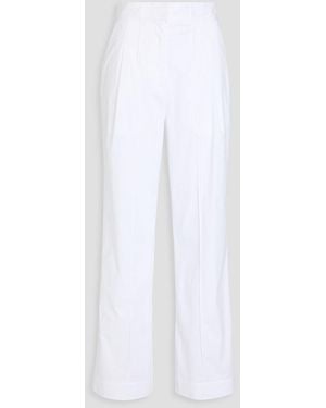 NAADAM Pleated Cotton-blend Straight-leg Pants - White