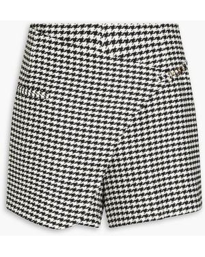Sandro Wrap-effect Houndstooth Tweed Shorts - Black