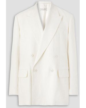 Dries Van Noten Oversized Double-breasted Linen, Wool, Silk And Cashmere-blend Blazer - White