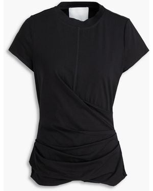 3.1 Phillip Lim Draped Stretch-Cotton Jersey T-Shirt - Black
