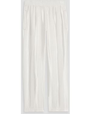 Victoria Beckham Striped Satin-Jacquard Wide-Leg Trousers - White