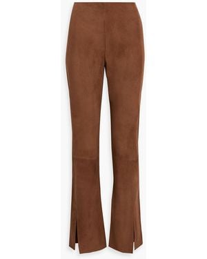 Theory Suede Bootcut Pants - Brown