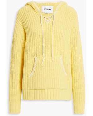 RE/DONE 90s Baja Ribbed Organic Cotton-blend Hoodie - Yellow