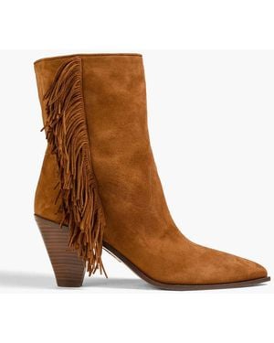 Aquazzura Fringed Suede Ankle Boots - Brown