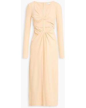Rosetta Getty Twist-front Cutout Cotton-jersey Midi Dress - Natural