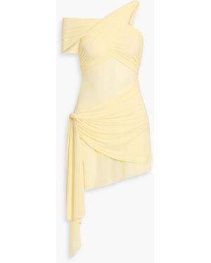 Ronny Kobo Izel Draped Stretch-Jersey Mini Dress - Yellow