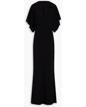 Norma Kamali Obie Gathered Stretch-Jersey Gown - Black